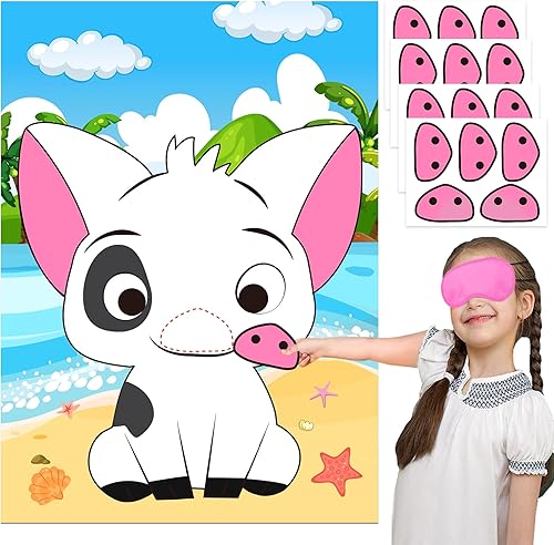 Mona - Decoración de fiesta con forma de pin de nariz en el cerdo, juego para niños, fiesta de cumpleaños, regalos de cerdo, decoración de póster