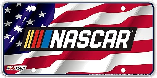 Bandera de Estados Unidos colorida con placa de recuerdo con logotipo de NASCAR