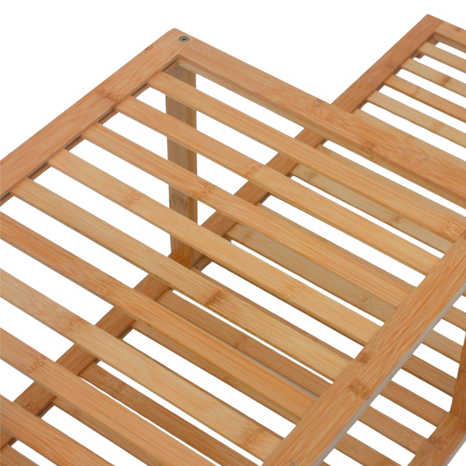 THINIA HOME - Perchero de Pie de Bambú Natural con Zapatero y Ganchos Árbol, Organizador de Entrada, Dormitorio o Recibidor, Estilo Nórdico, 107x40x169 cm