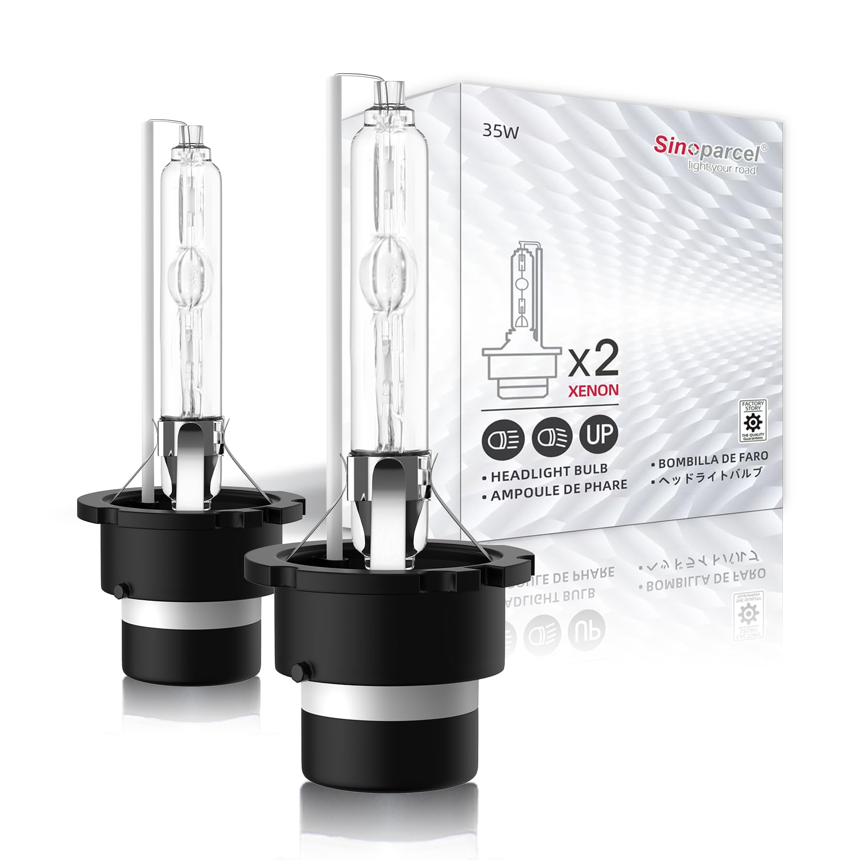 Sinoparcel D2S HID Bulbs - 6000K 35W Xenon Headlights Replacement Bulb -2 Yrs Warranty- Pack of 2
