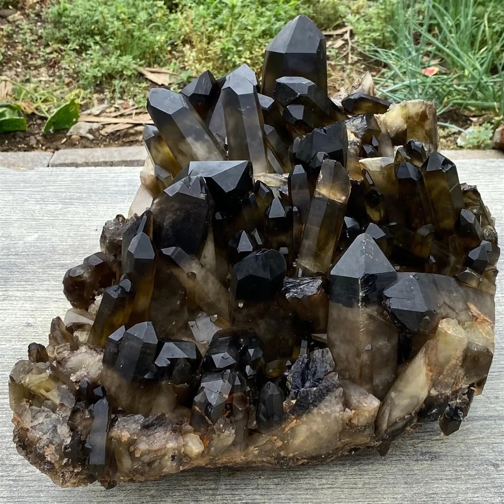 KJEBVHIRS Stone Black Quartz Crystal Cluster Home Office Decoration Gem(200-300g)