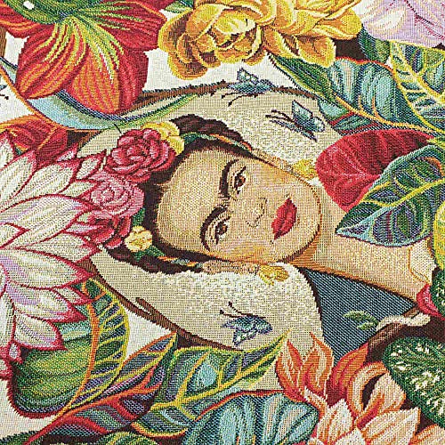 Kt KILOtela - Jacquard Gobelin Polsterstoff, Vielseitig für Möbel & Deko, Öko-Tex Zertifiziert, Strapazierfähig, 100 x 280 cm, 60% Baumwolle, 40% Polyester, Tropisches Frida Kahlo, Mehrfarbrig