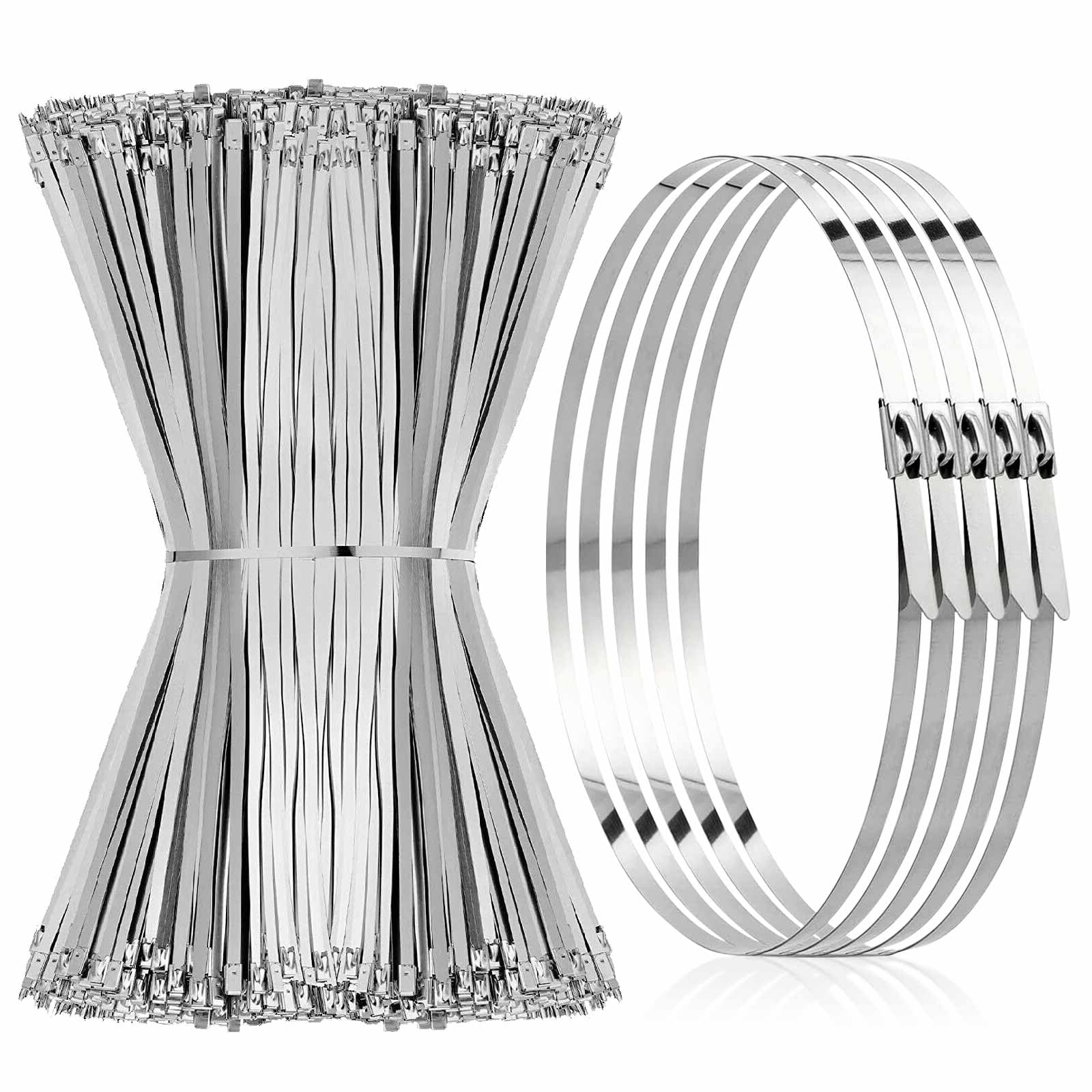 Fascette In Acciaio Inox 304 Autobloccanti - Set Da 150 Pezzi Con Taglierina | 300mm, 240mm, 190mm, 150mm | Per Cavi Elettrici E Industriali