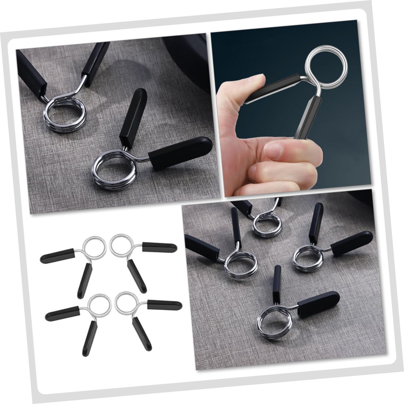 KOMBIUDA Barbell Clamps Collars 4pcs Dumbbell Spring Clips for Weight Lifting Barbell Buckle Dumbbell Bar Clip