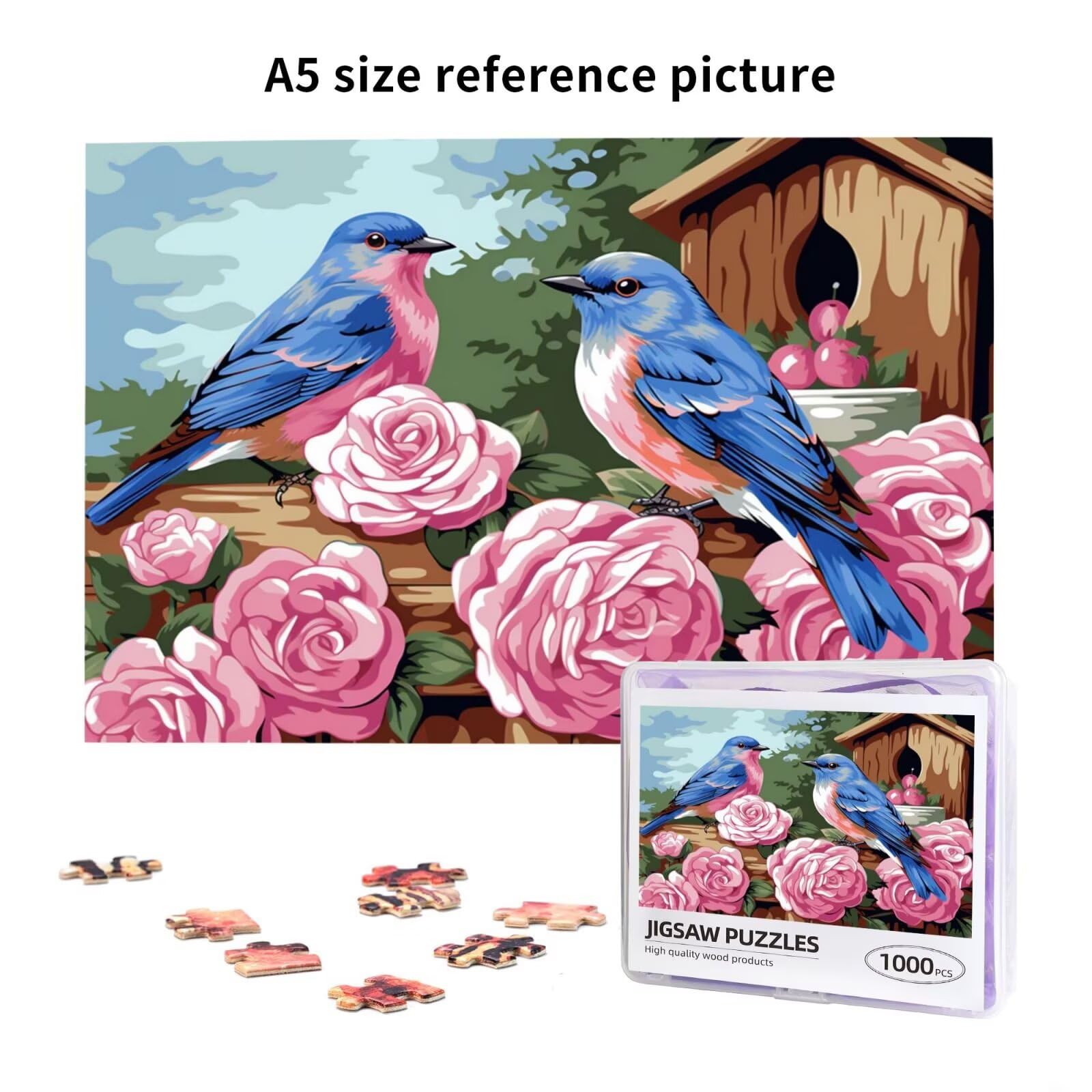 Puzzle 2000 Teile, Puzzle Erwachsene, Holzpuzzle Rose Impossible Jigsaw, Clevere Rätsel, HD Farbe Jigsaw mit Geschenkbox Verpackung for Aesthetic Room Decor, Geschenke für Frauen Vogel 100x70cm p-1620
