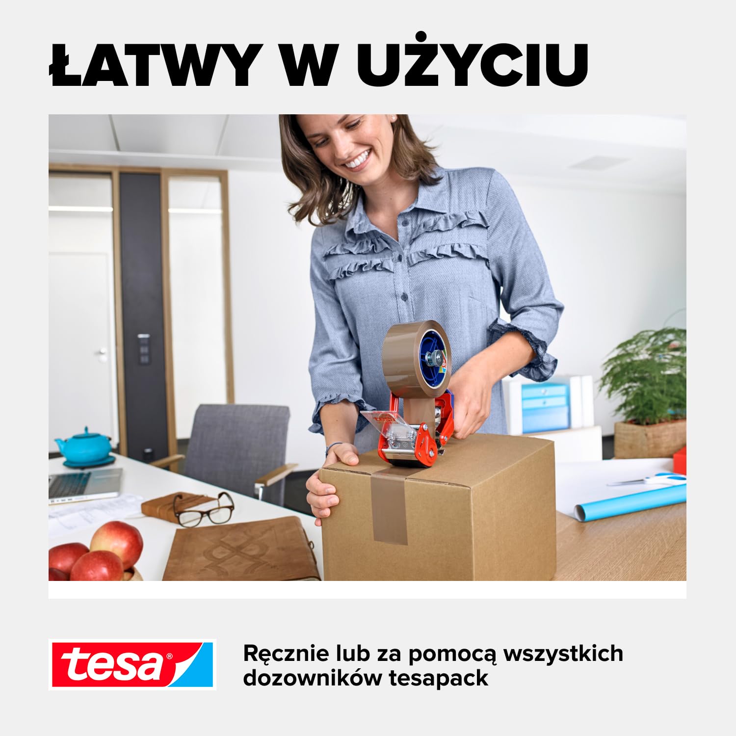 tesapack eco & ultra strong taśma do paczek - taśma samoprzylepna z materiału pochodzącego z recyklingu - bezpiecznie zakleja paczki o wadze do 30 kg - 1 rolka 50 m x 50 mm
