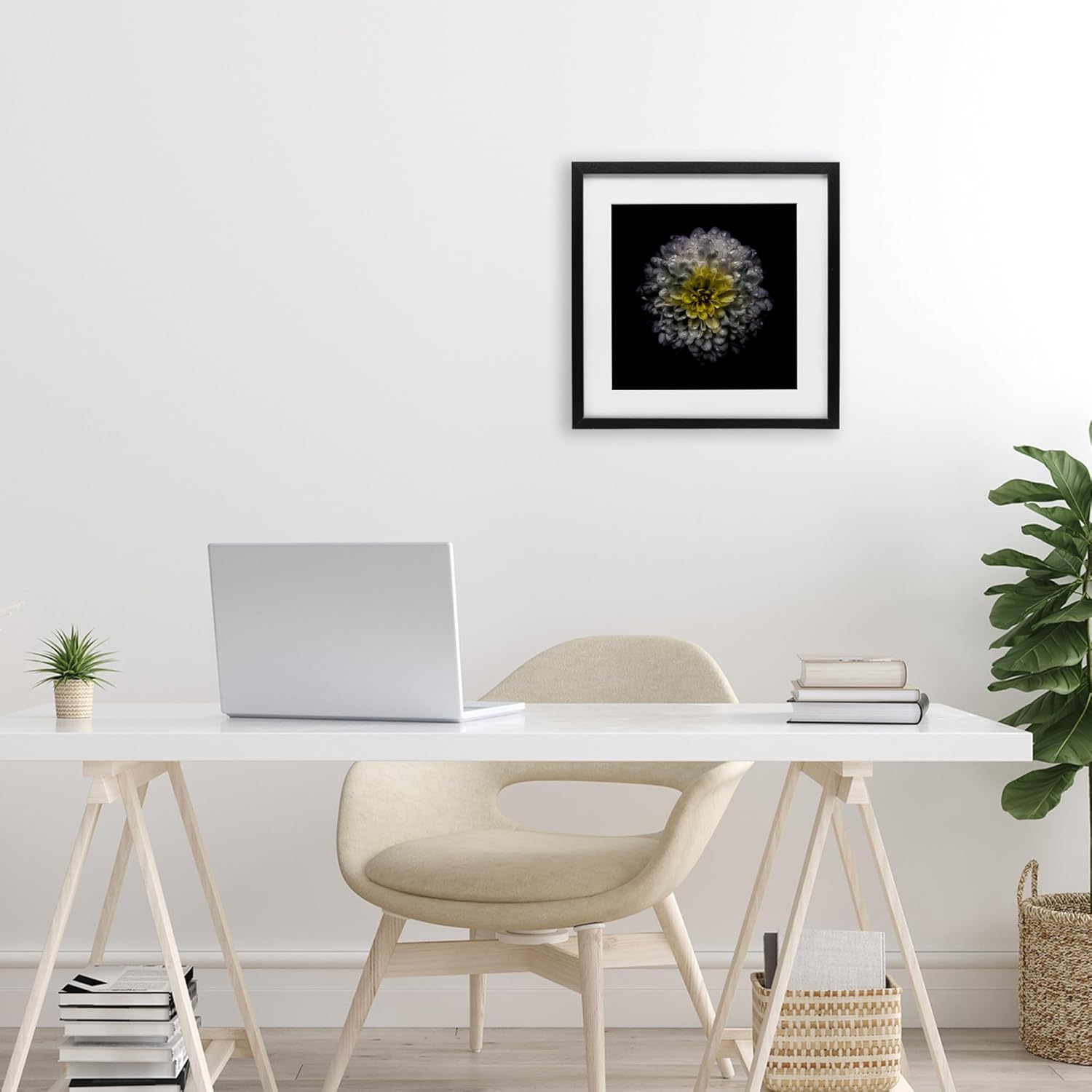 Stupell Industries White And Yellow Mum Black Framed Print Under Glass, design by Brian Carson Photography, 13 x 13