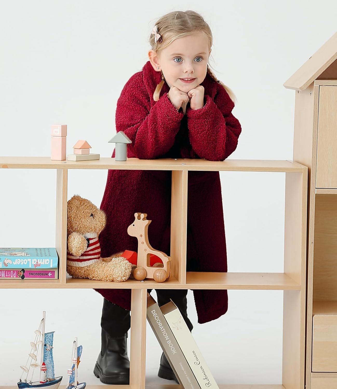 Long Coat for Girls Fleece Jackets 4-7 Years Knee-Length Lightweight Coats - Image 3