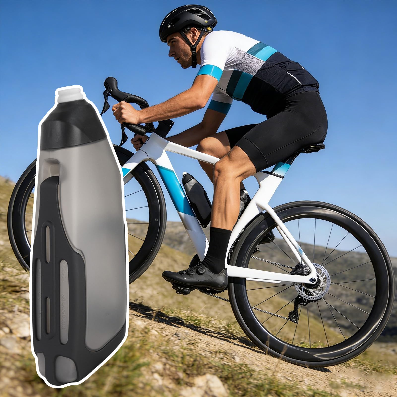 Komplet bidon na rower szosowy 600 ml butelka z koszykiem | Zestaw uchwytów do bidonu rowerowego do sportu, na siłownię, podczas treningu, do biegania, na wędrówki, w podróży, w szkole