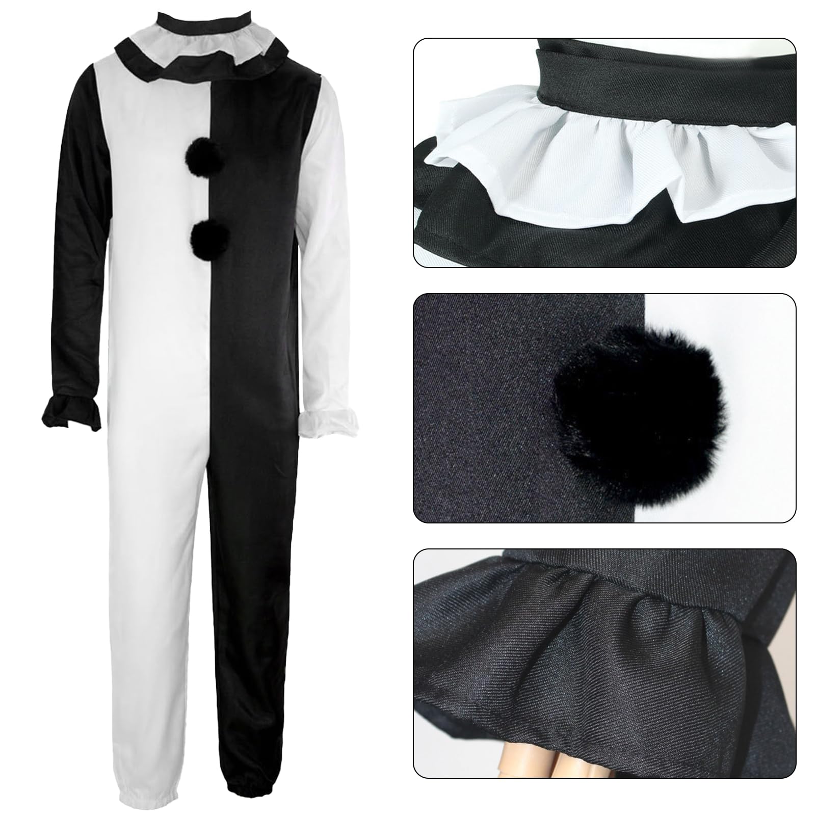 Suffolly Mens Horror Art Costume With Mask - Adult Killer Halloween Fancy Dress Outfit (Style A, S) - Image 2