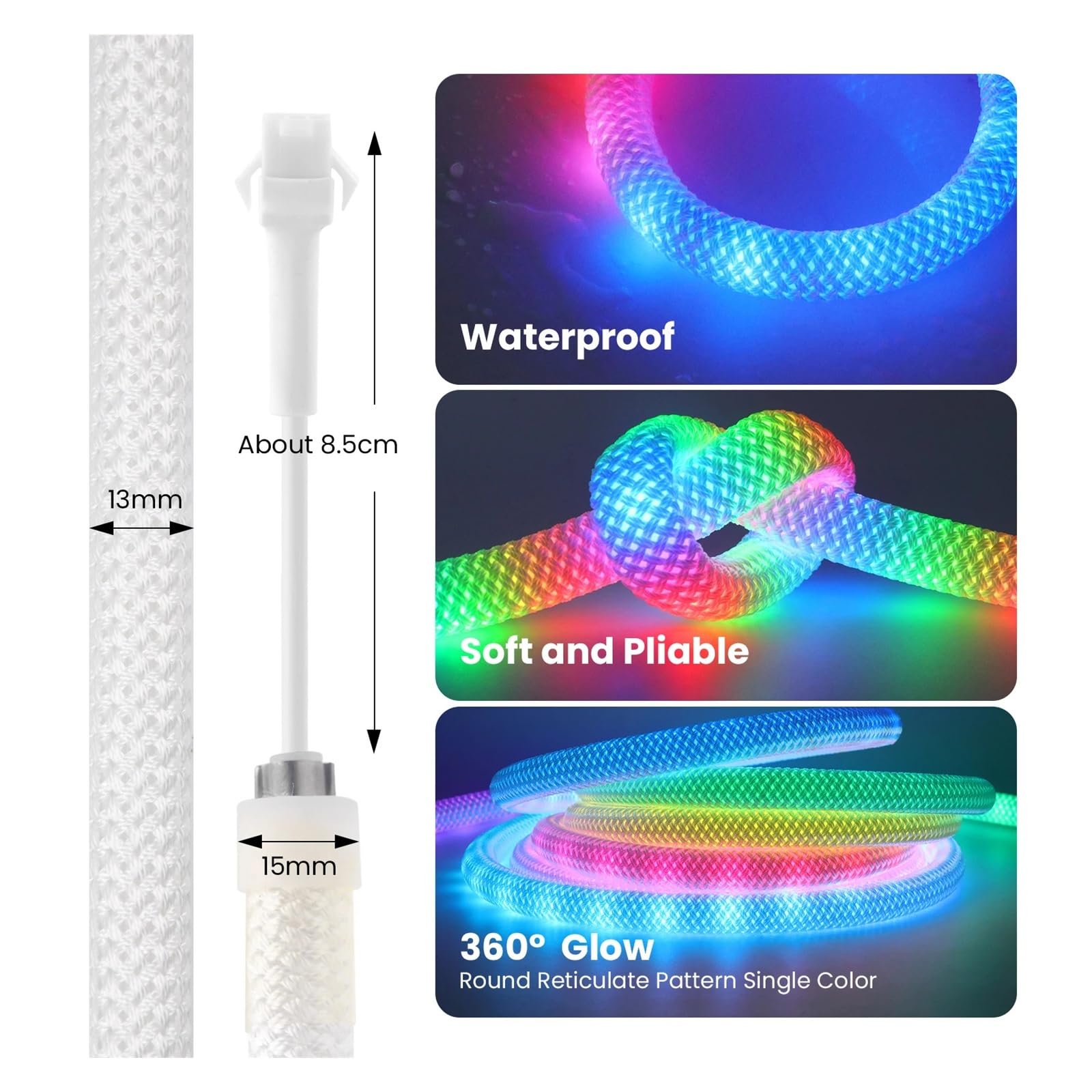 Striscia neon 5V a 360° con Bluetooth/Wi-Fi(WIFI Neon Light Kits,2M-1MX2_EU)