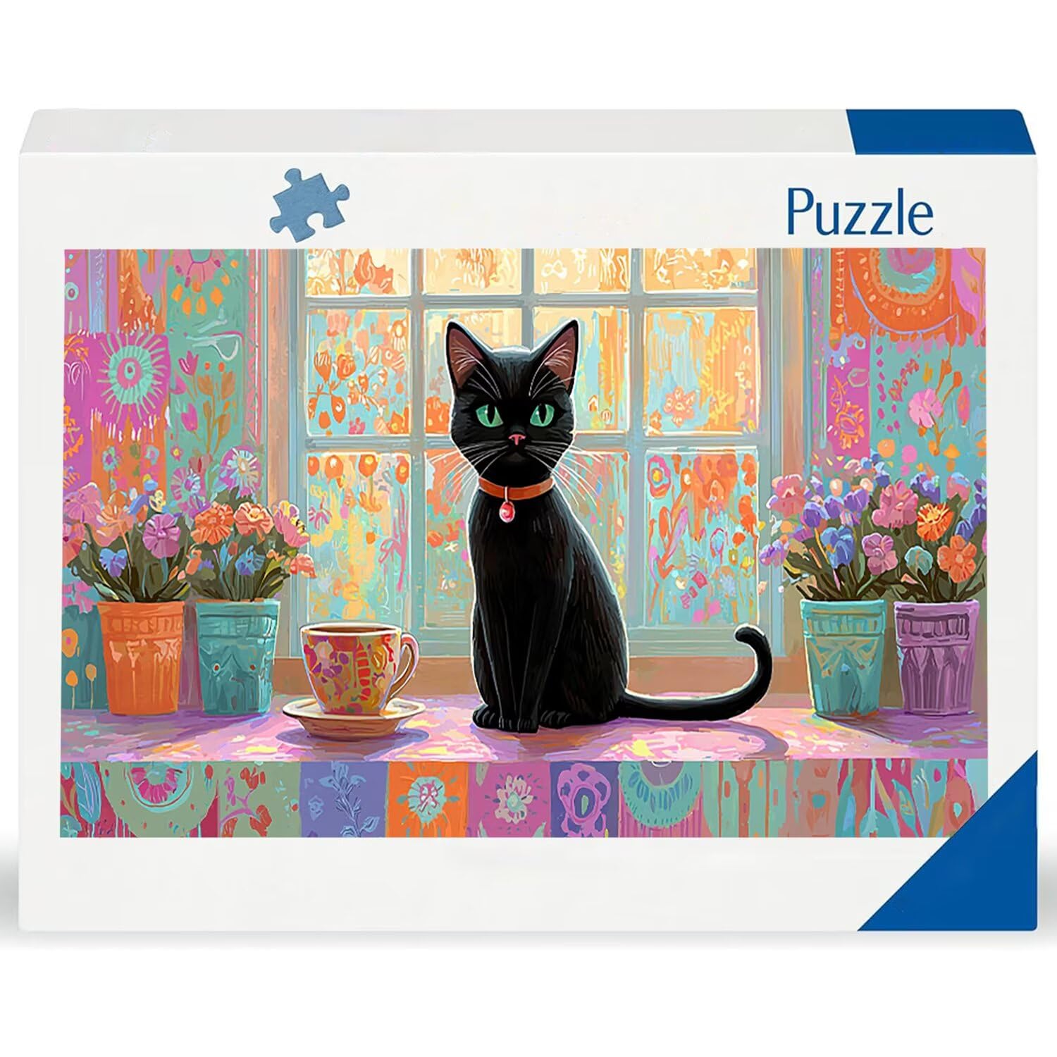 Puzzle dla dorosłych 1100 sztuk, doniczka dla kota puzzle, trudna, wyzwanie, puzzle idealnie pasują, napis na plecach, bez pudru, prezent dla seniorów (87x42 cm) v664