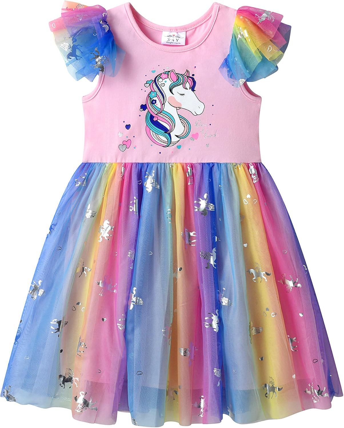VIKITA Girls Dresses Summer Party Pink Tutu Dress for 2-12 Years Kids