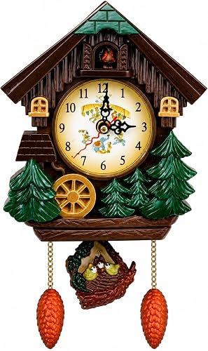 Cuckoo-Style Wall Clock with Pendulum