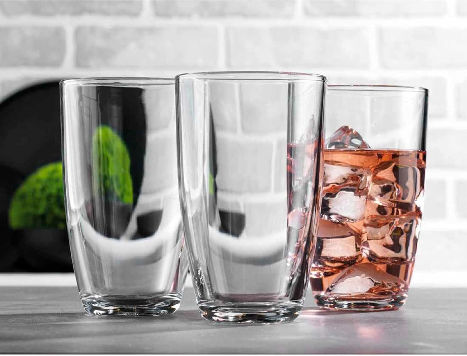 Glavers Drinking Glasses Modern Glass Cups 16 oz Beer Pint Set of 6 Elegant Tumbler Beverage Set Highball