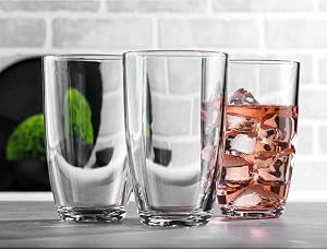 Glavers Drinking Glasses Modern Glass Cups 16 oz Beer Pint Set of 6 Elegant Tumbler Beverage Set Highball
