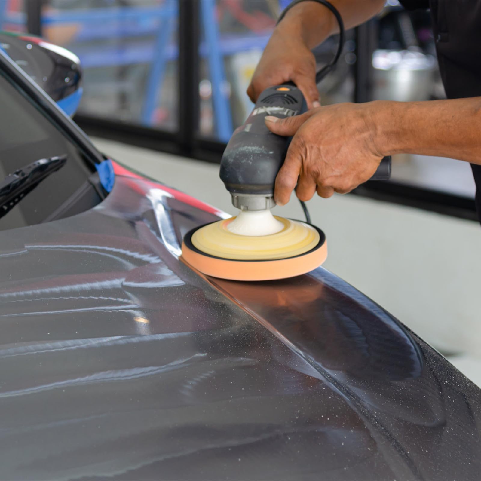 Kit 5 Pezzi Tamponi in Spugna per Auto, Dischi in Spugna per Lucidatrice Effetto Levigante, e Detailing Auto