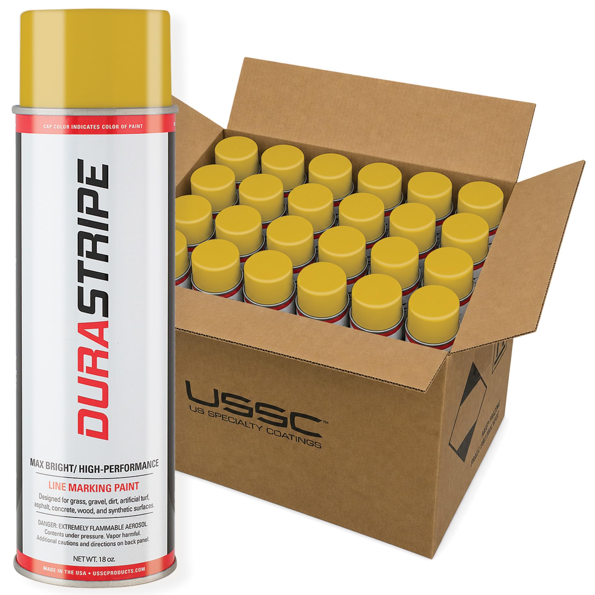 Athletic Field Marking Paint – 2 Cases of 12 T-Tip Spray Cans (24 Total), 18 oz Each – Bright, Durable Field Striping Paint (Vanderbilt Gold)
