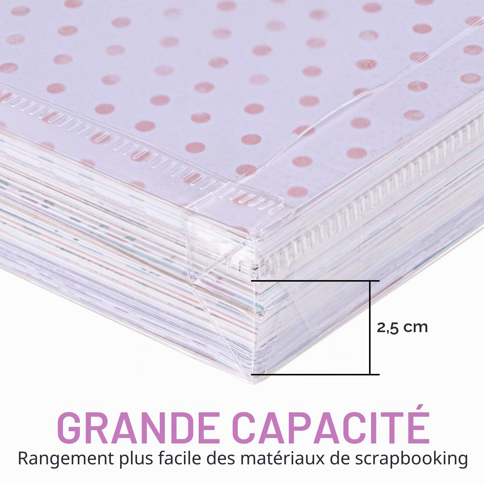 Henoyso Lot de 36 organiseurs de rangement pour papier de scrapbooking - 30,5 x 30,5 cm - Chargement par le haut - En plastique - Pour scrapbooking - En vinyle - Transparent