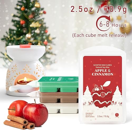 Miniatura 4 de SCENTORINI Cera de Navidad derretida, cera de soja perfumada, cubos de cera, 8 x 2.5 onzas, cera derretida para calentador de cera, madera de cedro,