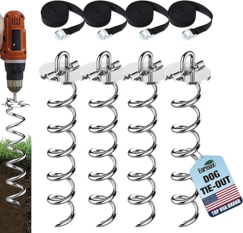 Miniatura 10 de Eurmax USA Paquete de 4 Estacas en Espiral de Servicio Pesado Kit de Anclaje Tornillo de Anclaje de Hielo para Trampolín, Tiendas de Campaña, Lonas