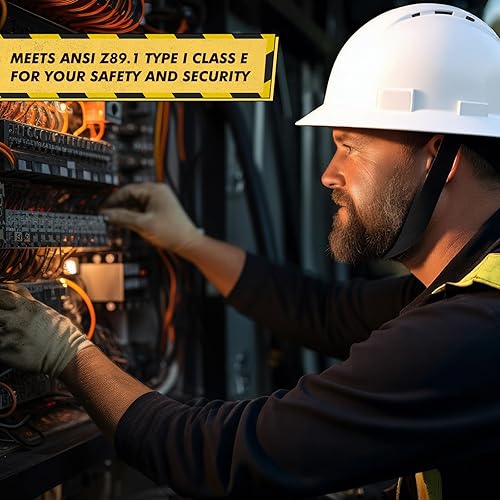 Miniatura 6 de 10 Pack Casco de ala completa, Casco de construcción blanco, Casco de seguridad HDPE con suspensión de trinquete ajustable de 6 puntos para hombres