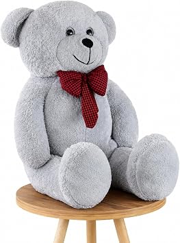 80 cm Dev Pelüş,Papyonlu Ayı,Peluş,Yumuşak ve Sevimli Büyük Boy Oyuncak,Sarılmalık,Papyonlu Ayıcık,Sevgiliye Hediye,Dev Ayı (Gri)