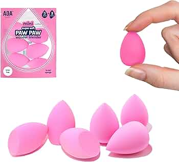 AOA STUDIO Collection MiNi Makeup Sponge Set Blender Latex Free and High-definition of 6 For Powder Cream Liquid, Super Soft Wonder Beauty Cosmetic 3 Tear Drop + Beveled Shape (Pink)