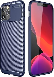 Capa Capinha Anti Impacto Para Iphone 12 e 12 Pro com Tela de 6.1" polegadas - Case Com Desenho Fibra De Carbono Shock Queda - Danet (Azul)
