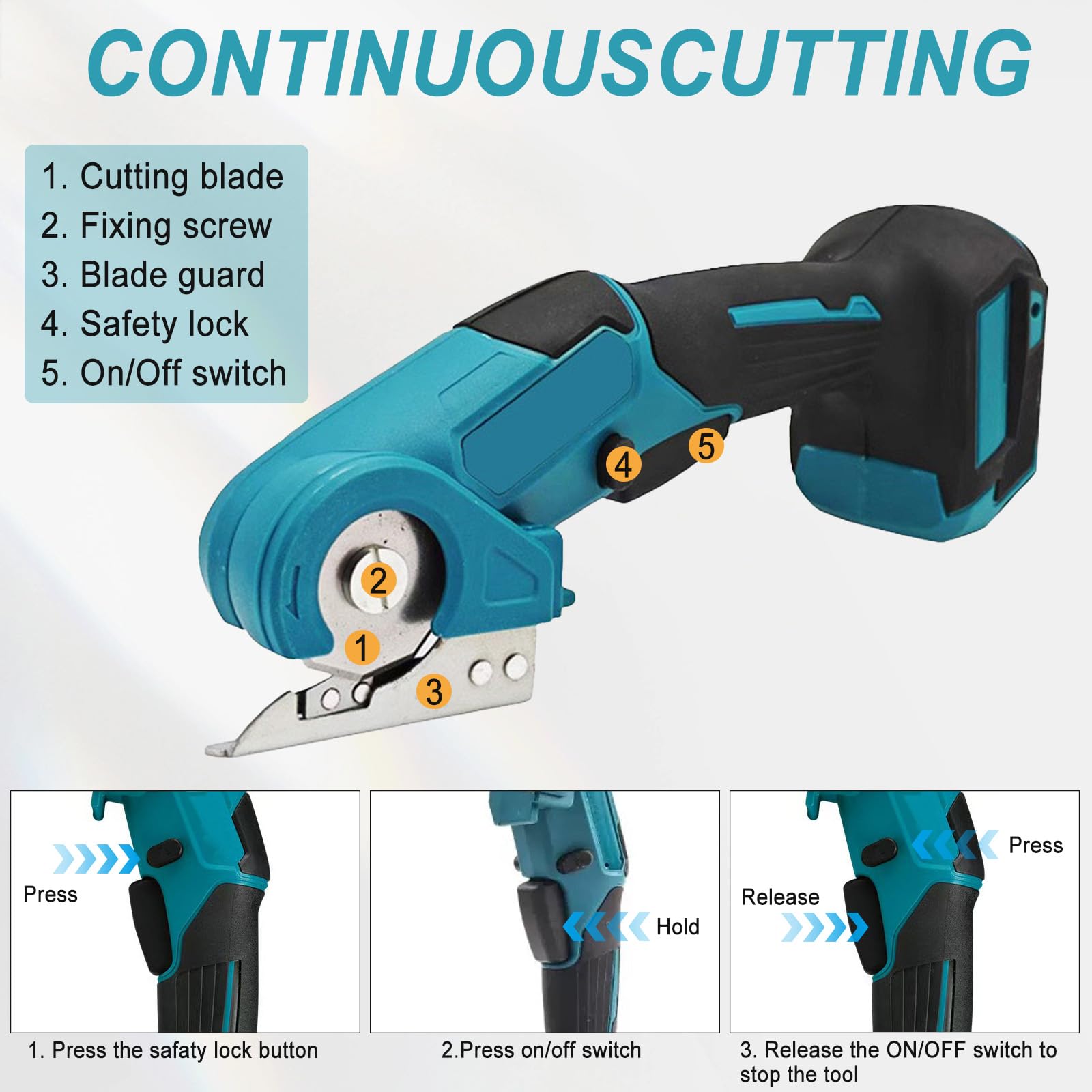 Akku Kartonschneider Kompatibel mit Makita 18V Batterie, Kabellose Elektrische Schere mit Sicherheitssperre, Akku-Universalschere für Handwerk zum Schneiden von Karton Leder Teppich (ohne Akku)