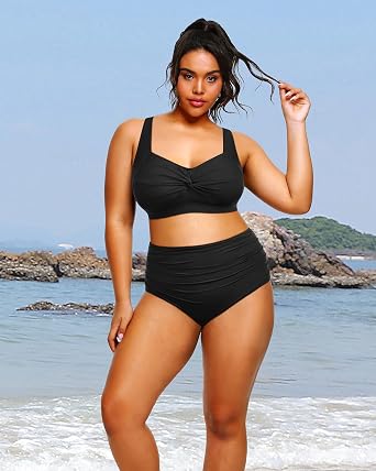 Tempt Me Women Plus Size High Waisted Bikini Set Two Piece Swimsuit Tummy Control Bathing Suits