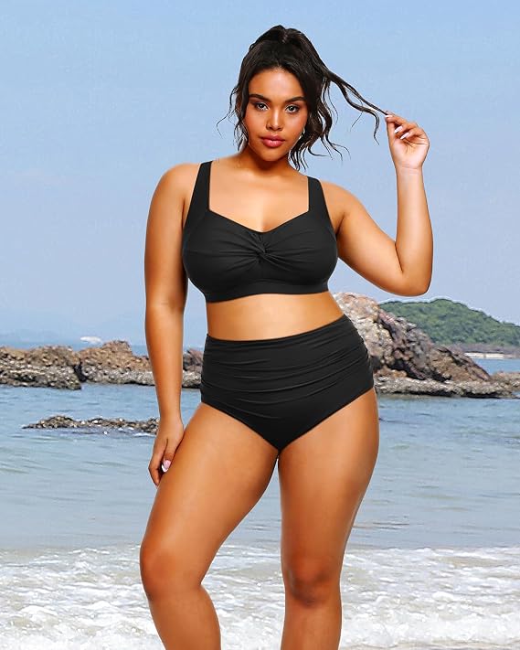 Tempt Me Women Plus Size High Waisted Bikini Set Two Piece Swimsuit Tummy Control Bathing Suits