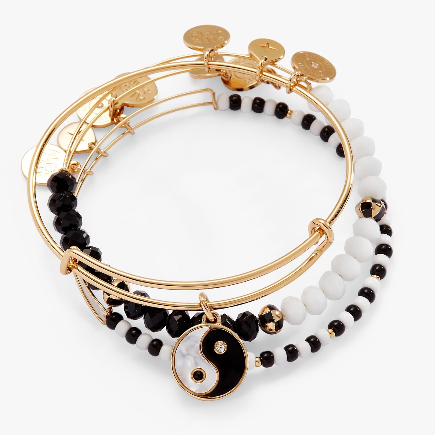 Alex and Ani Mother of Pearl Yin Yang Bangles Set of 3