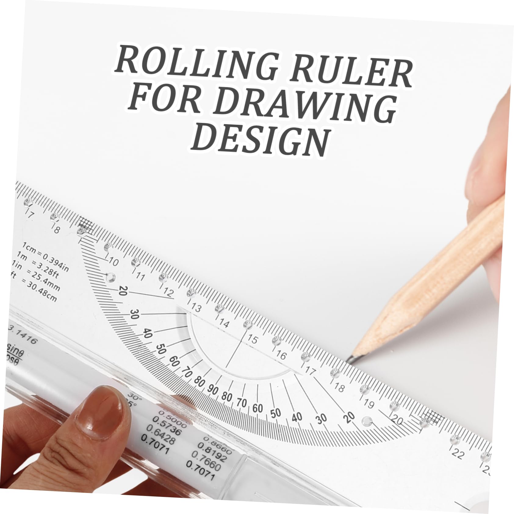 Uonlytech 5 Pièces règle parallèle règle du mètre de dessin polyvalente roulante souple d'architecte outil de durable souverain parallèle Plastique blanche