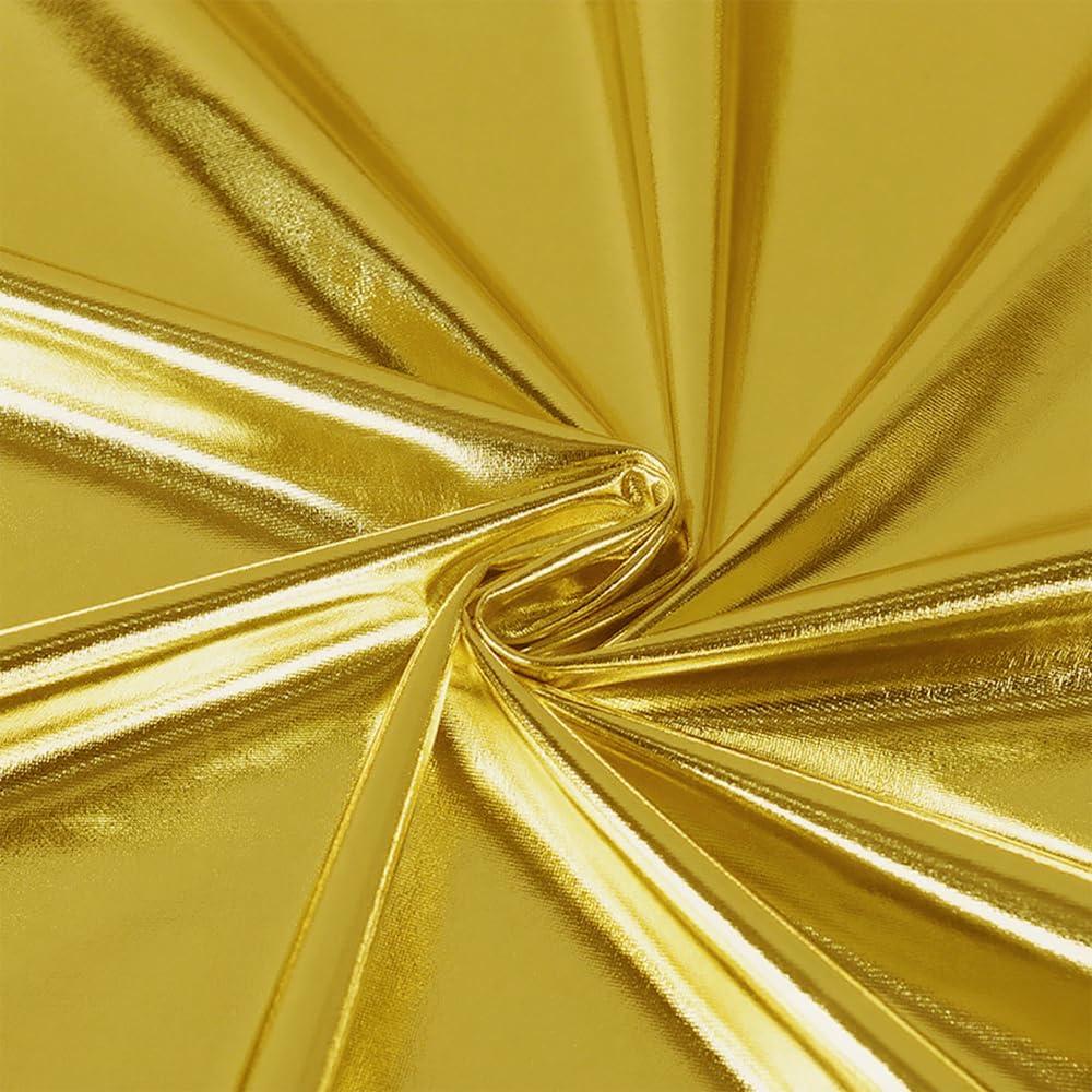 150cmx1m Light Gold Metallic Spandex Fabric, Shiny Spandex Stretch Fabric for DIY Crafts Sewing Decorations