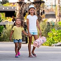 Vista 5 de Primlect Thickened Toddler Nap Mat with Removable Pillow and Minky Blanket, Extra Large 55''x35'' Sleeping Bag, Washable, Roll up, Perfect for Pink