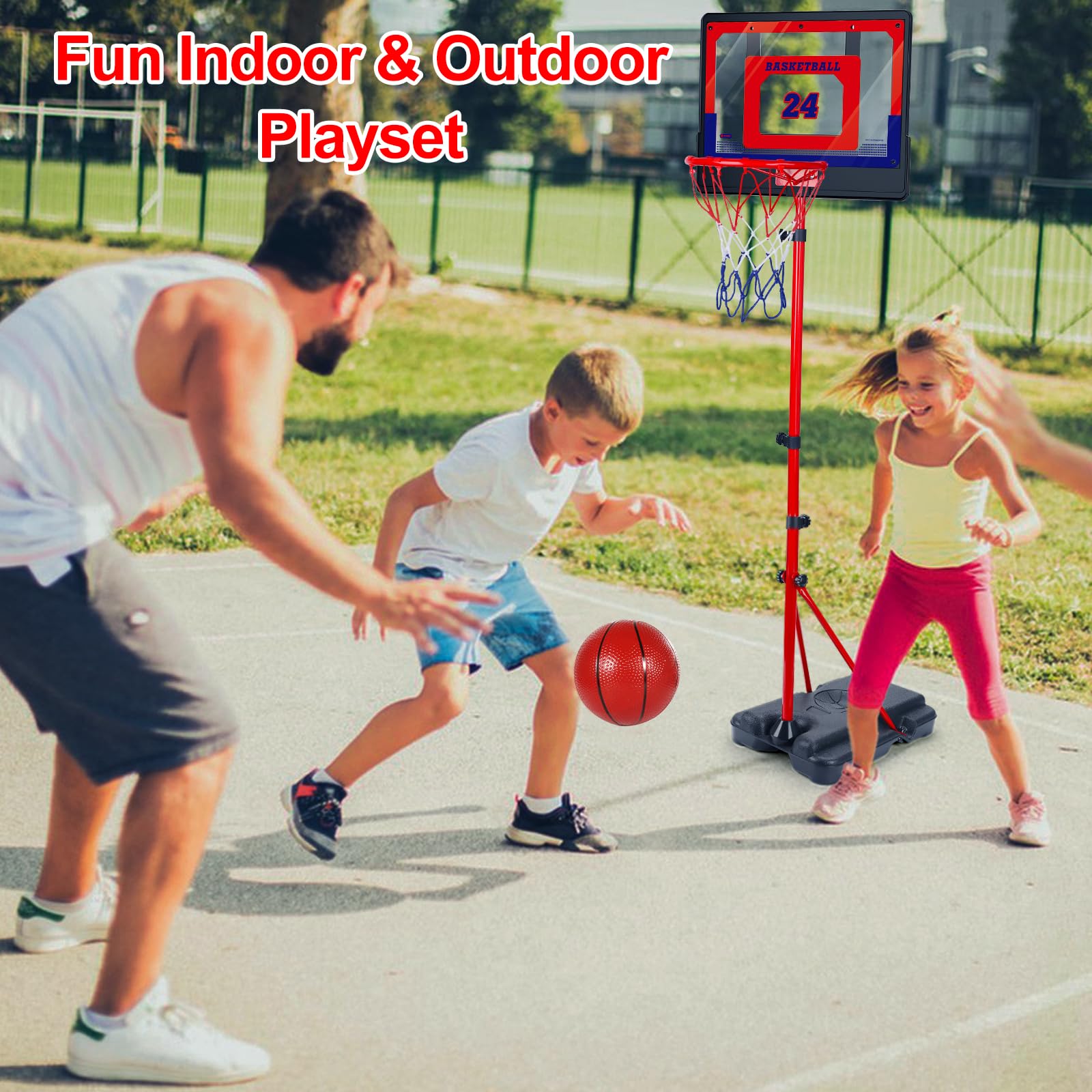 Canestro Basket Bambini Esterno Interno,Set da Basket Portatile Regolabile