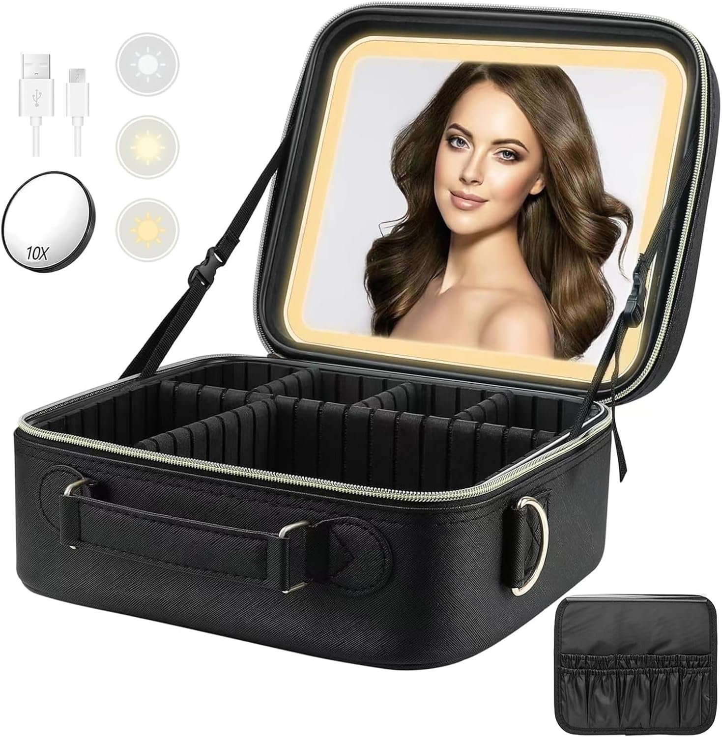 Divmceknyy Travel Makeup Bag with LED Mirror Portable