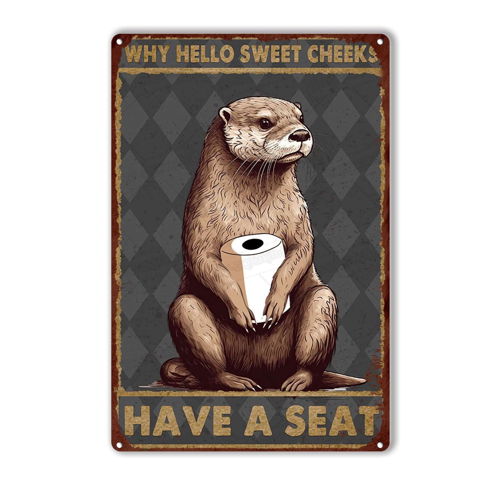 peiyeety Metal Tin Sign Otter Bathroom Inspired Vintage Decorative Wall Plaque, Funny Quote Poster For Home Bedroom Living Room Bar Cafe Farmhouse Indoor Outdoor Wall Decoration, 6x8 Inch