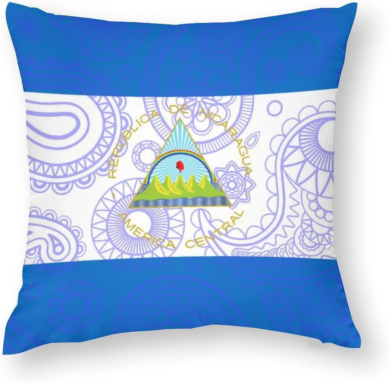 Nicaragua Flag Paisley Pattern Printed Throw Pillow Case 4 Pcs Soft Pillowcases Pillows Covers Sofa Bed Decor 12/14/16/17/18/20/22/24/32 Inches