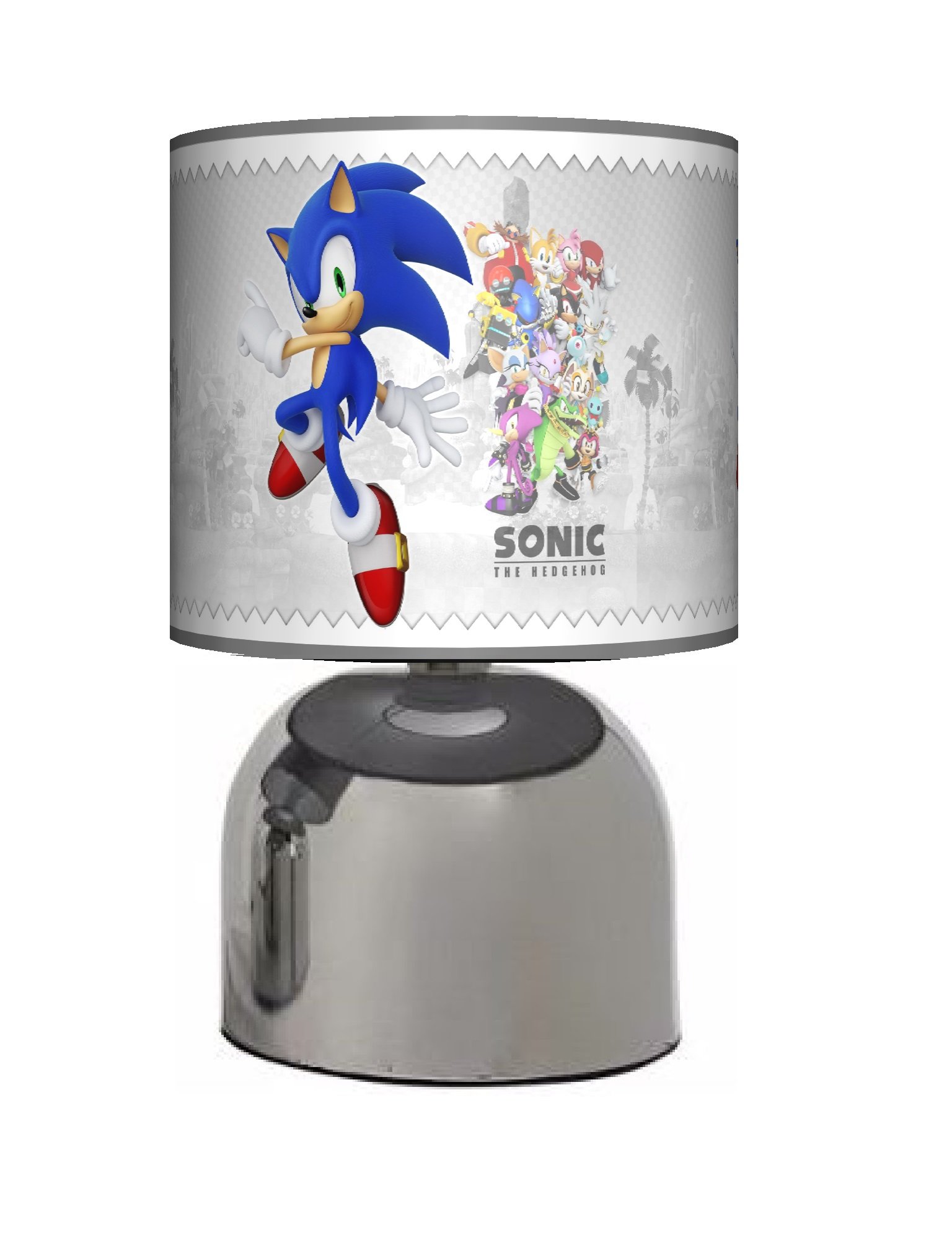 Funky Lampshades Boys Clear Sonic - Bedside Touch Lamp - Bedroom Light / Lamp Shade - Mains Operated (Uk Plug)