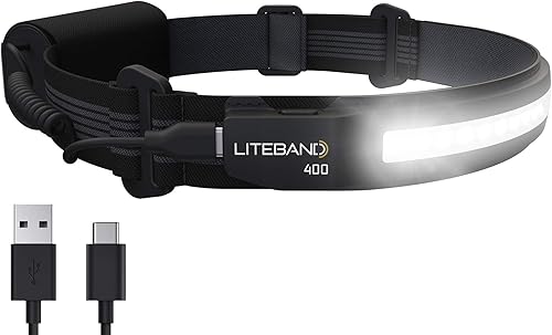 Miniatura 12 de Liteband - Linterna frontal LED ligera ACTIV de 520 lúmenes, potente batería recargable de alta potencia, para campamento, correr, luz de casco