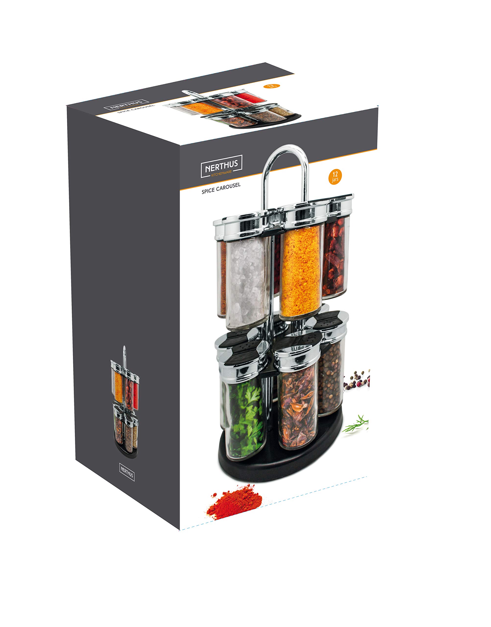 Nerthus FIH 382 portaspezie girevole 12 barattoli organizzatore cucina