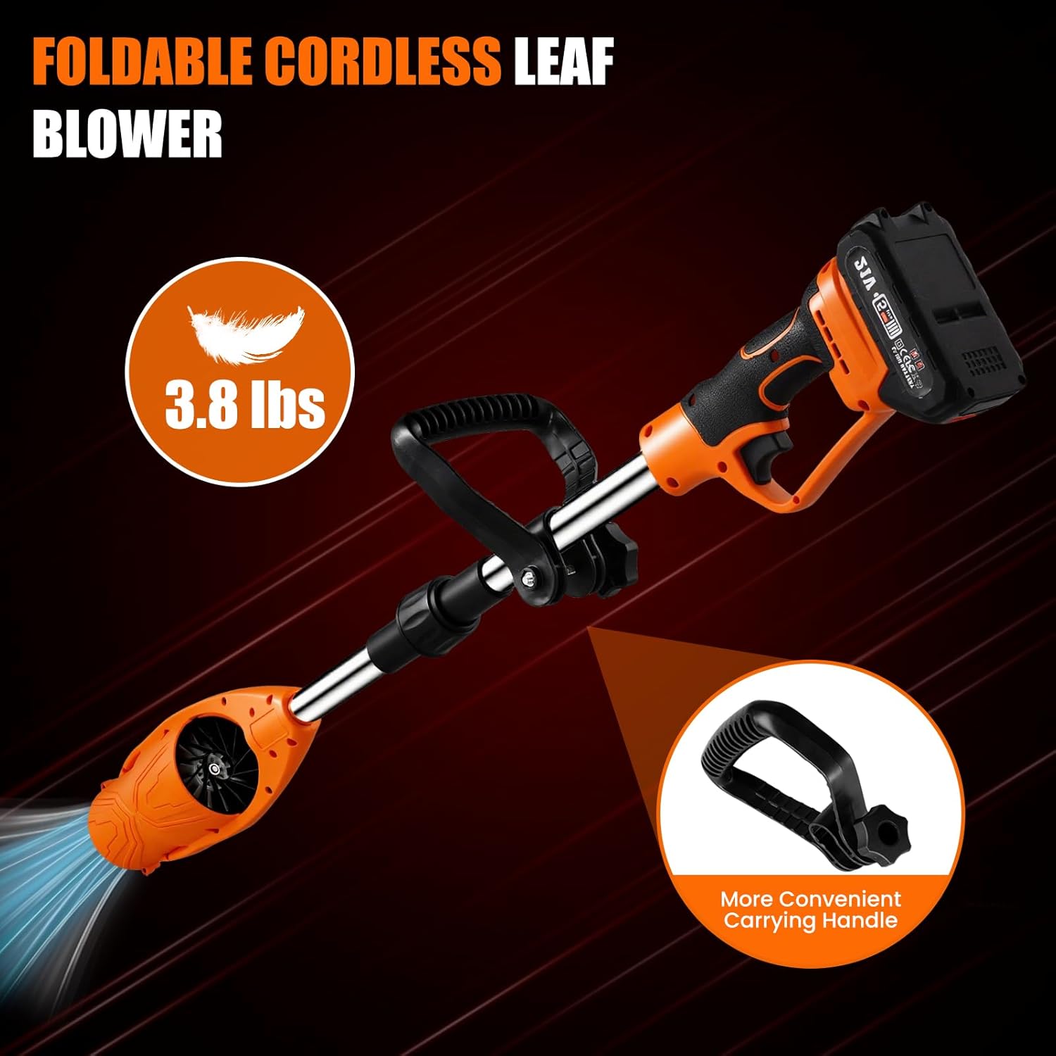 Lightweight Air Broom Leaf Blower Cordless 21V Powerful Electric Leaf Blower with 2 Batteries and Charger Controlled Airflow for Easy Debris Removal at Lawn Care,Clearing Leaves, Lawn, Snow House