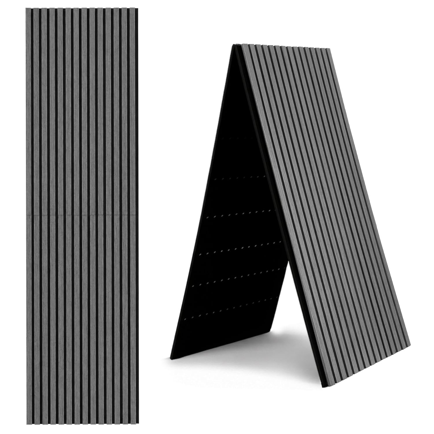 Panel akustyczny 240 x 60 cm, srebrny dąb, wygląd drewna, 1 sztuka