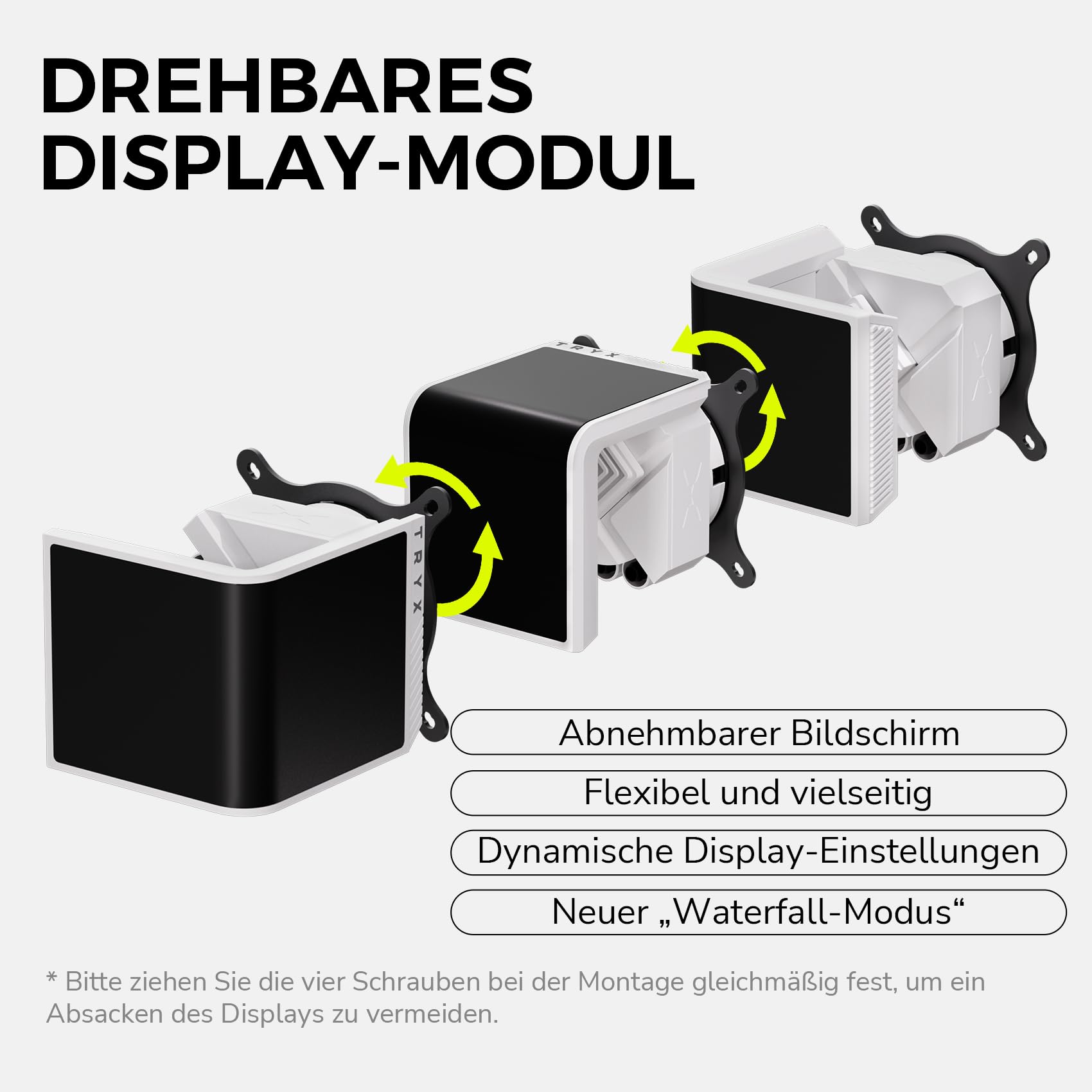 TRYX Panorama SE ARGB 360 Weiß | 360mm AIO mit drehbarem 6,5" AMOLED Display für anamorphe 3D-Effekte, 3x RGB-Lüfter - für LGA 1851/1700/1200/115X & AM5/AM4