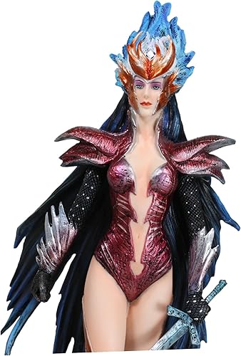Miniatura 6 de Ebros Gift Blue Fire of Ring Grey Wolf Witch Fire Nation Heroína Guerrero Campeón Artemisia con armadura granate y espada larga Figurita Ruth