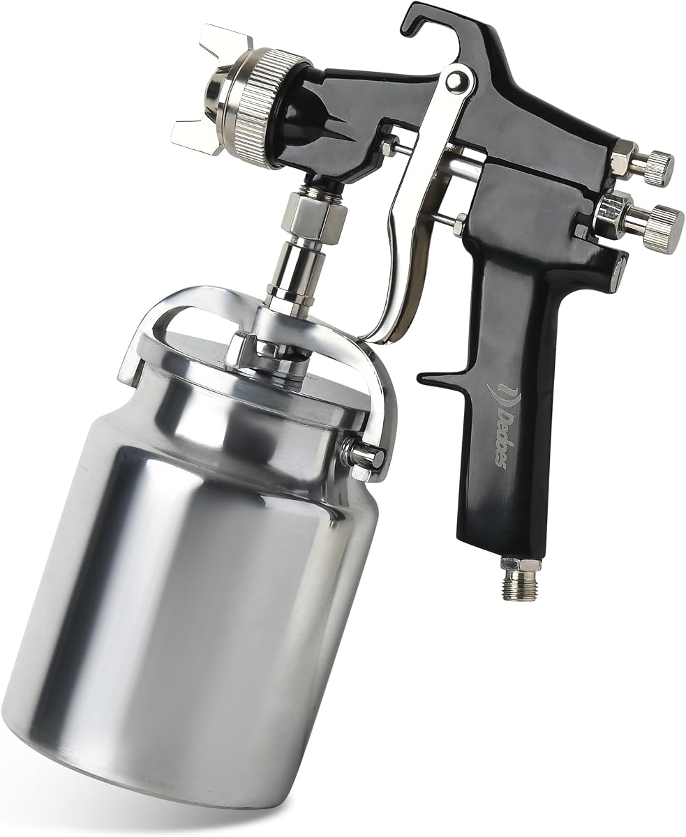 Dedoes Industries - 2.0 mm Siphon Feed Spray Gun with 1000 ml Metal Cup - Precision LVLP Paint Sprayer - Professional & DIY Projects - Efficient Painting Tools - Consistent Finish