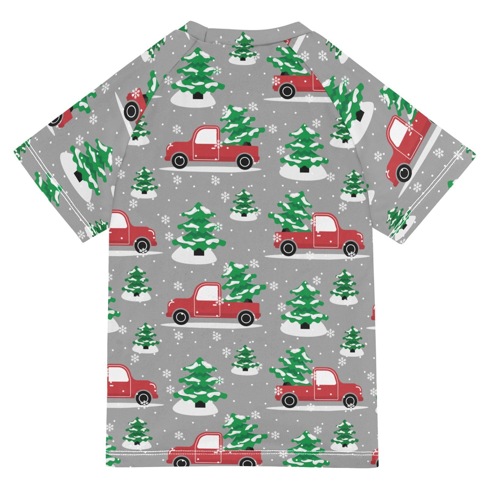 Aflyko Christmas Boys' Swim Shirt Pickup Xmas Tree Rash Guard Beachwear Sun Protection Fishing Hiking Camping Surfing Swimming Toddler Infant Summer Daily T-Shirt, 4T Multicoloured