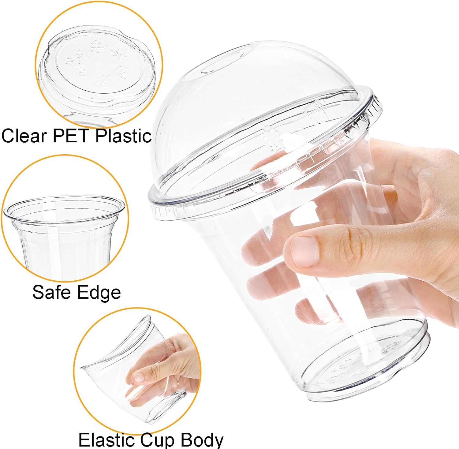 Okllen 100 Pack 12 oz Clear Plastic Cups with Dome Lids and Hole, Disposable Drinking Cups Milkshake Cups for Iced Coffee, Cold Drinks, Smoothie, Milkshake, Party - Image 5